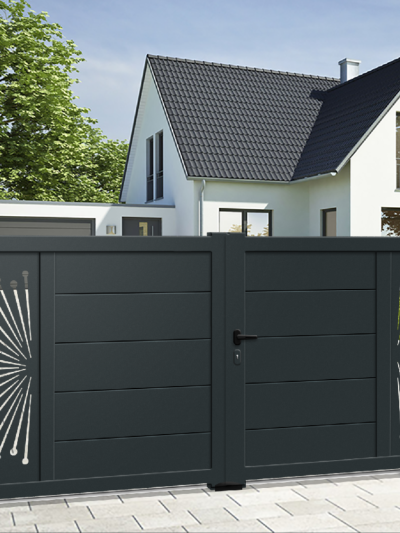 Portail battant aluminium Premium - Semi-ajouré - BOGOTA