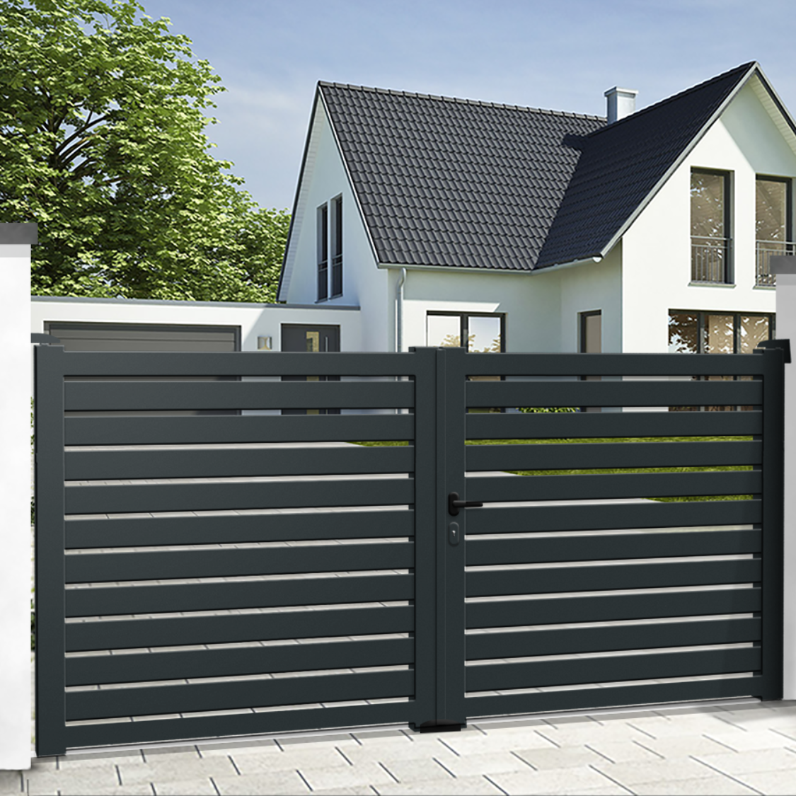 Portail battant aluminium Premium - Ajouré - MEDELLIN