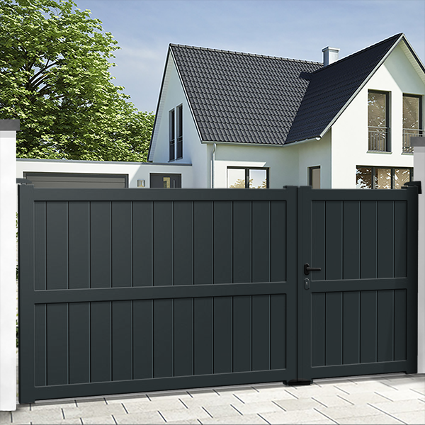 Portail battant asymétrique aluminium Premium - Plein - MELVILLE