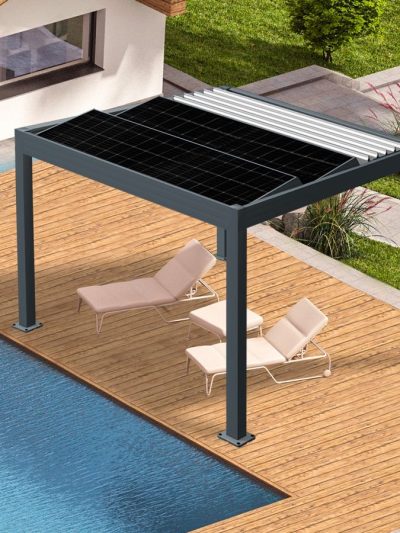 Pergola aluminium solaire ilôt SUN - Gamme professionnelle 15m²